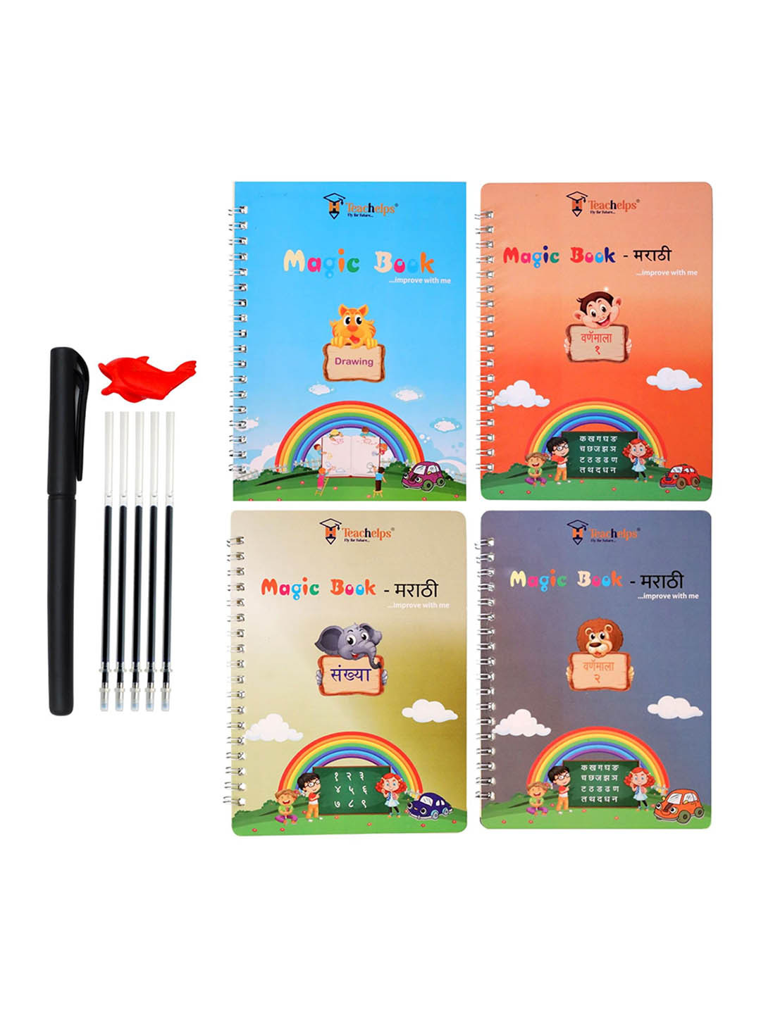 Teachelps Set of 4 Marathi Magic Book With 1 Pen Set