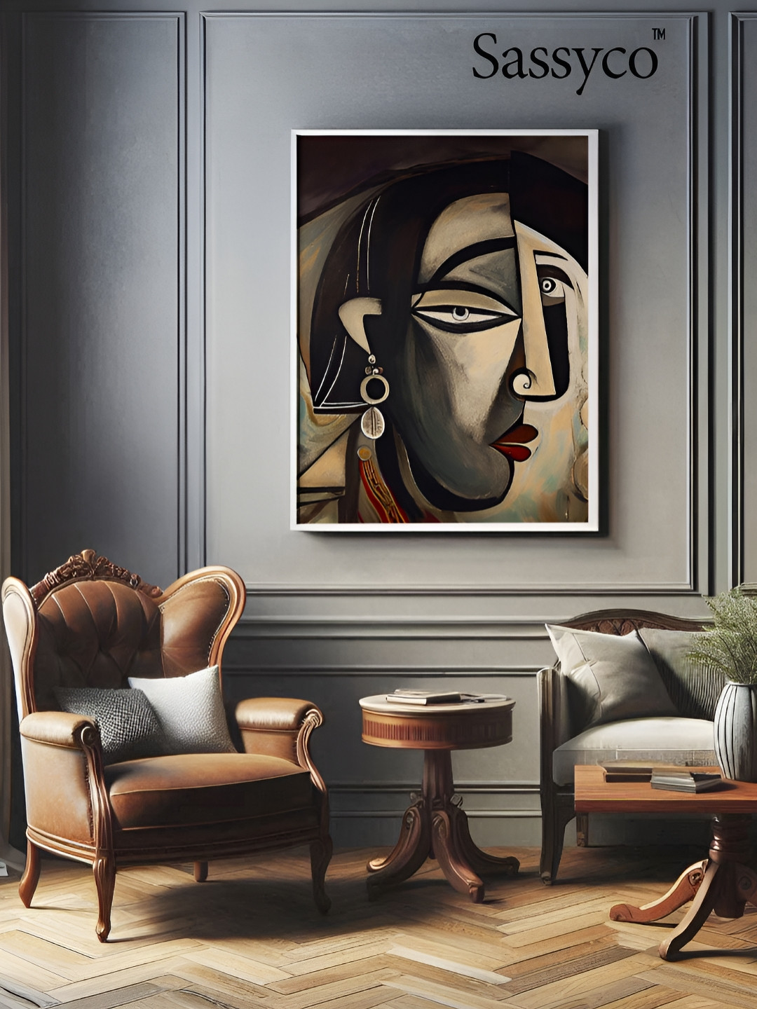 Sassyco Eye White Canvas Rectangle Paintings Wall Art-13 x 8.7In