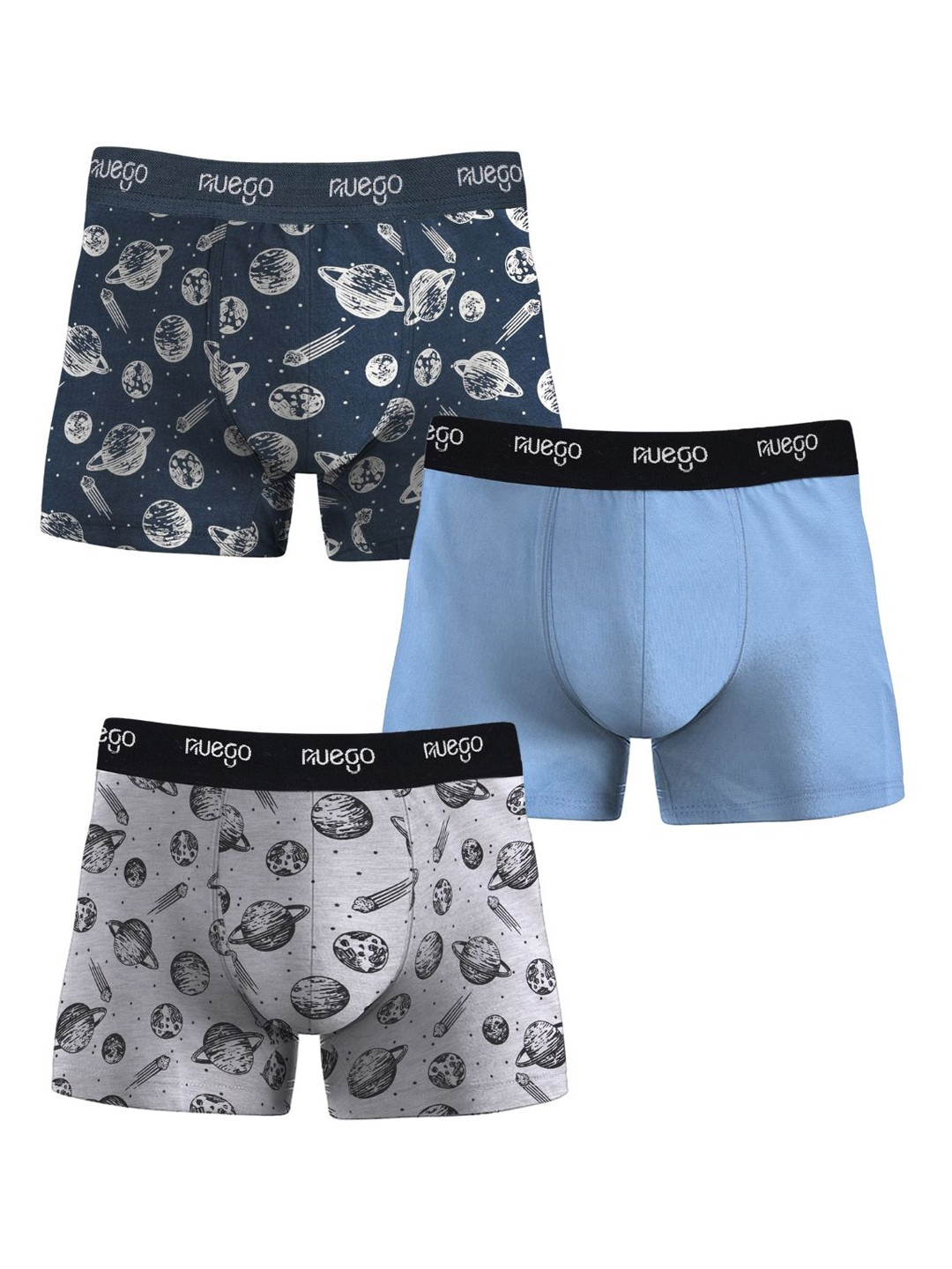Nuego Kids Boys Pack Of 3 Abstract Print Pure Cotton Boxers