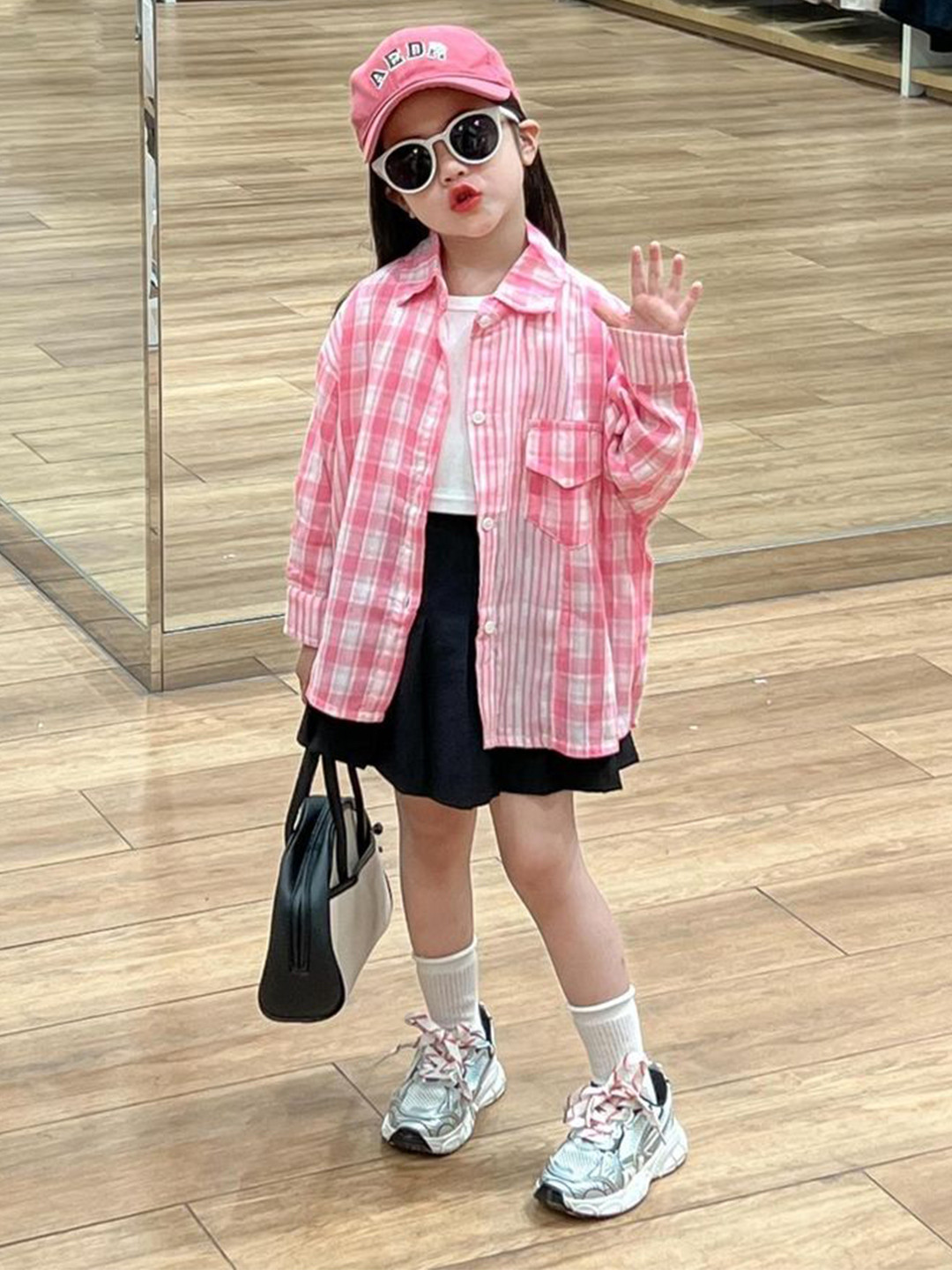 LULU & SKY Girls Tartan Checks Opaque Checked Casual Shirt