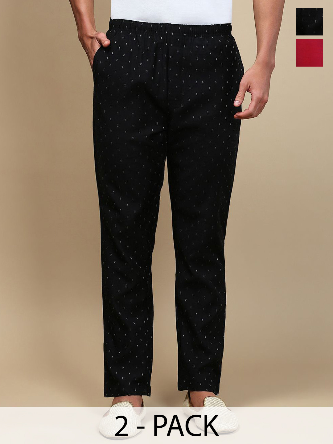 WHITE HEART Pack Of 2 Printed Mid Rise Pyjamas