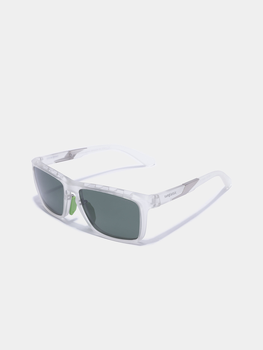 SUNGLASSIC Unisex Hawk Clear Green Polarized Rectangle TR90 Sunglasses