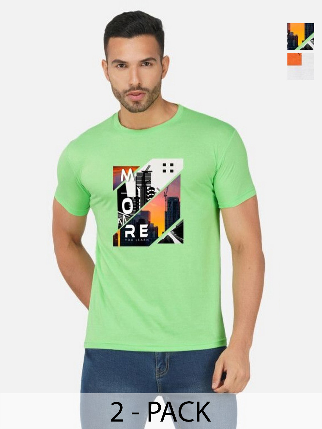 GLOBAL NOMAD Men 2 Printed Bio Finish Applique T-shirt