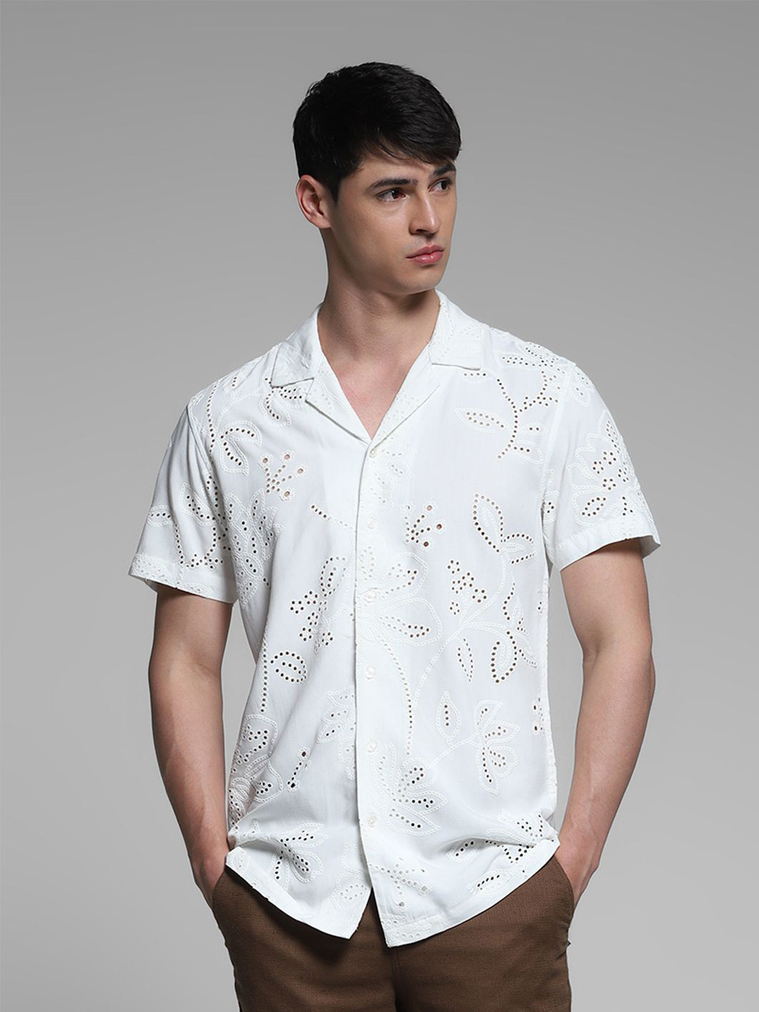 Jack & Jones Men Sheer Casual Relaxed Fit Shirt