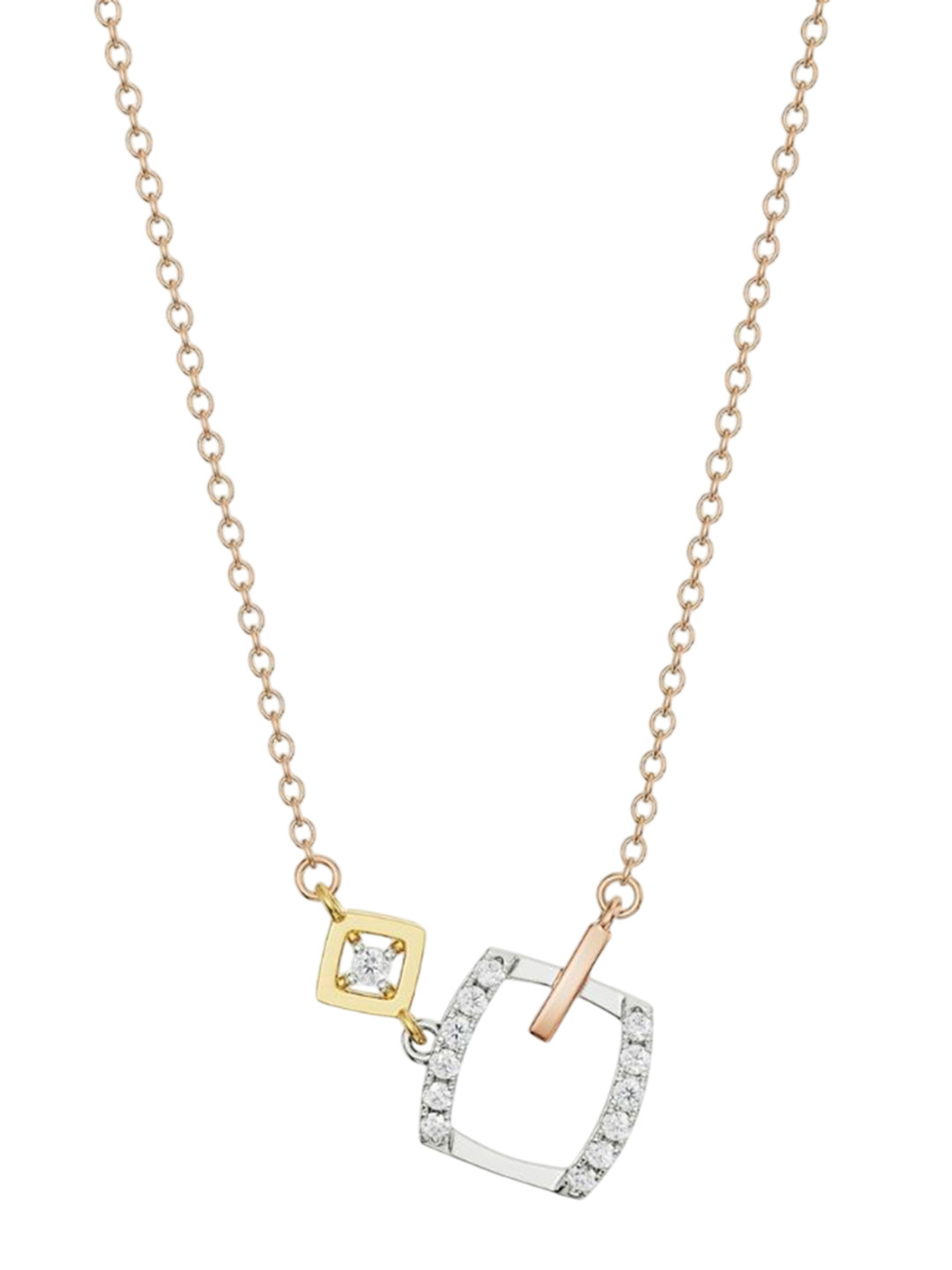 Emori Geometric Sqaure Lab Diamond in 14KT Gold Necklace