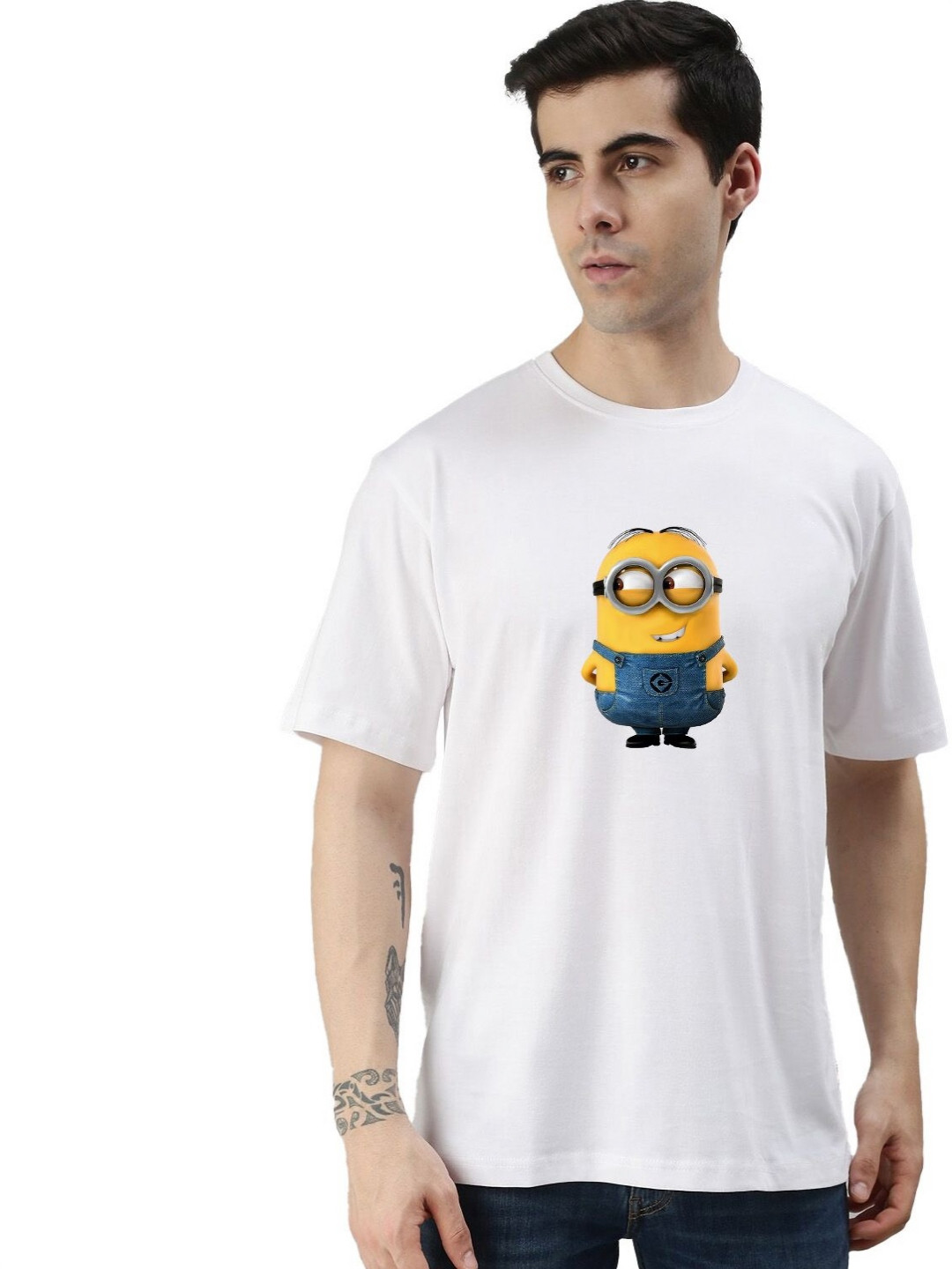 Organic Chics Men Minion Graphic Oversized Cotton T-shirt
