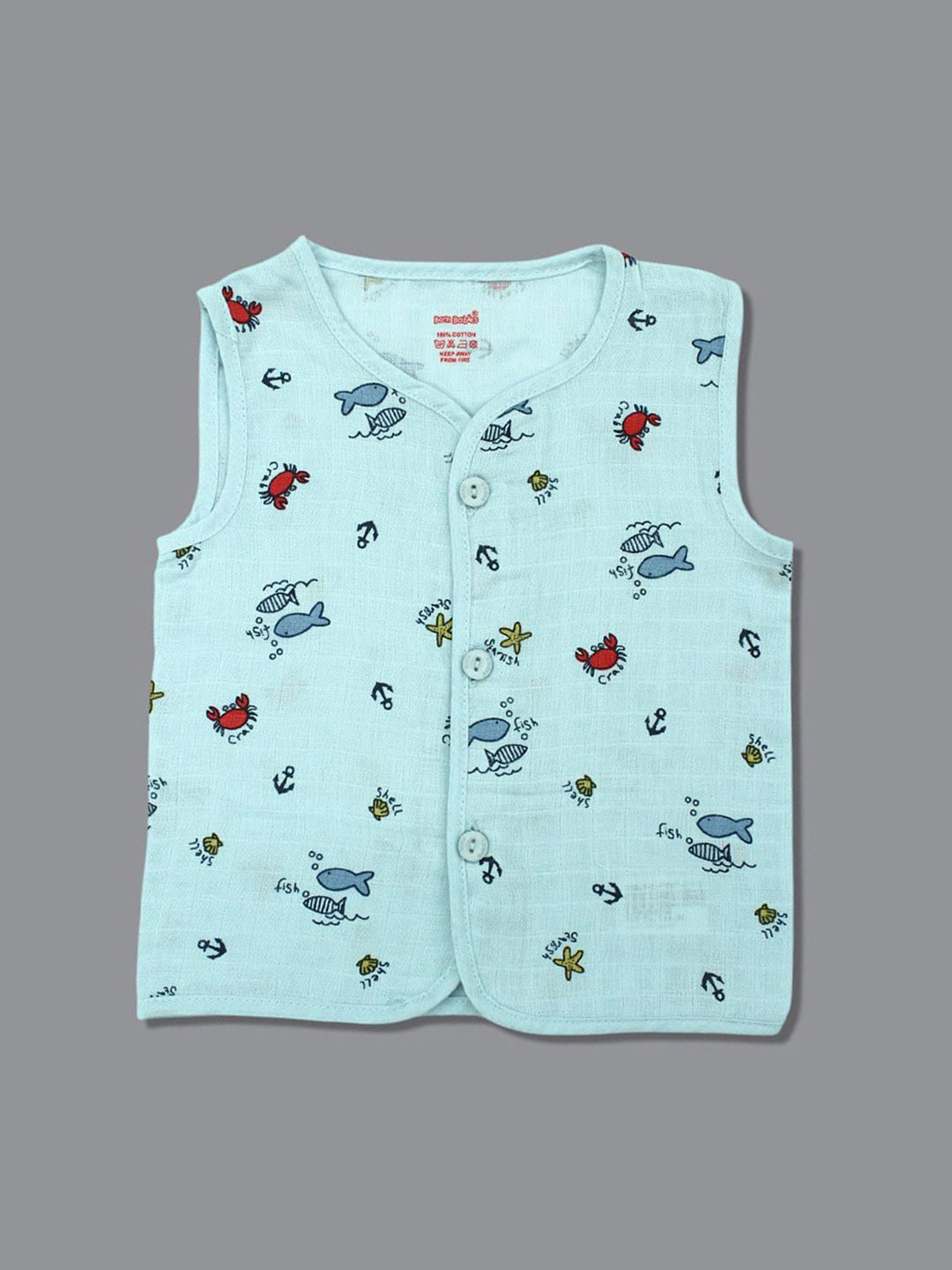 Born Babies Infants Printed  Organic Cotton Sleeveless Button Jabla NJBF250648F