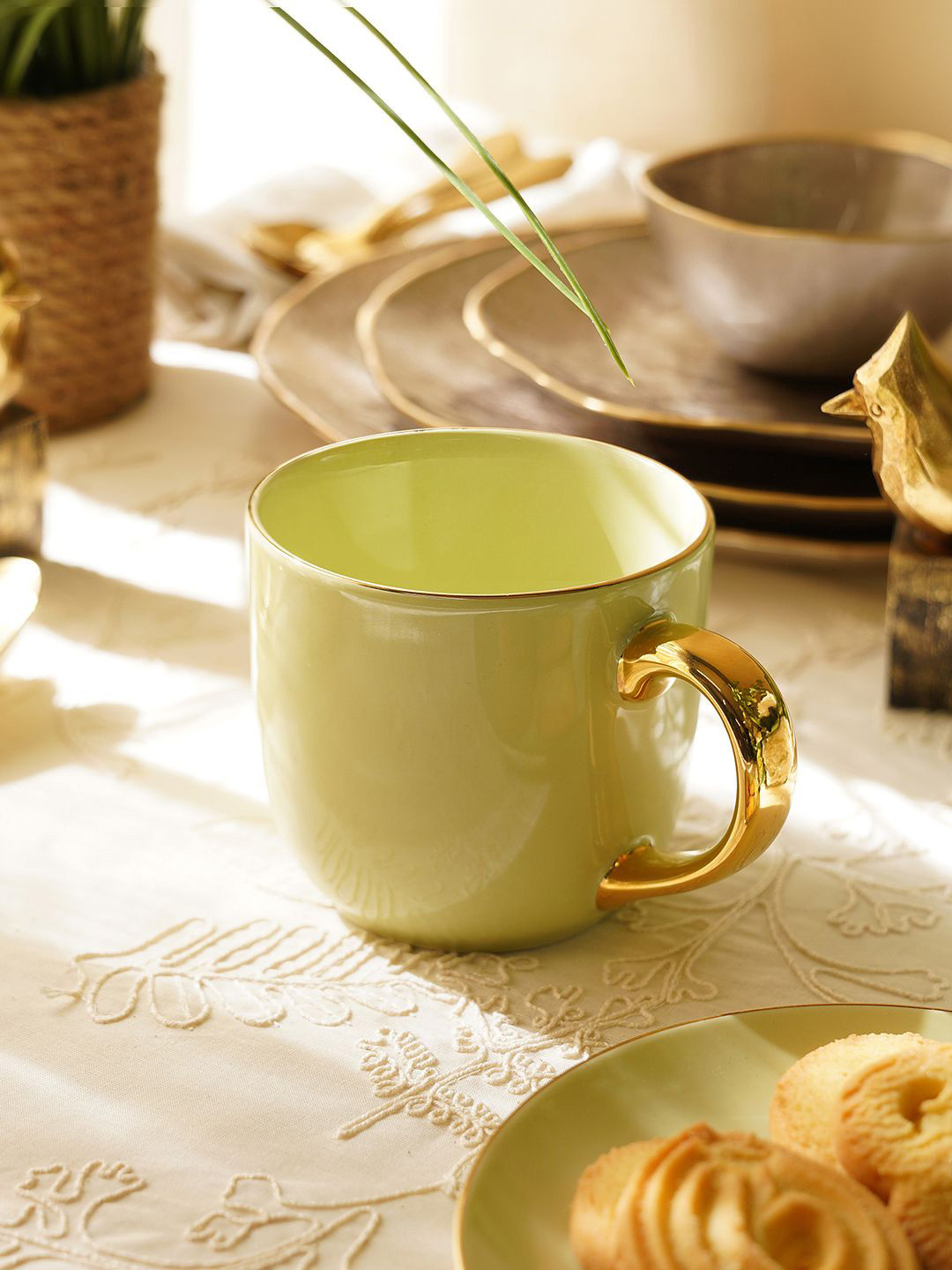 Pure Home and Living Be Nice To You Green Ceramic Microwave Safe Mug-300ml