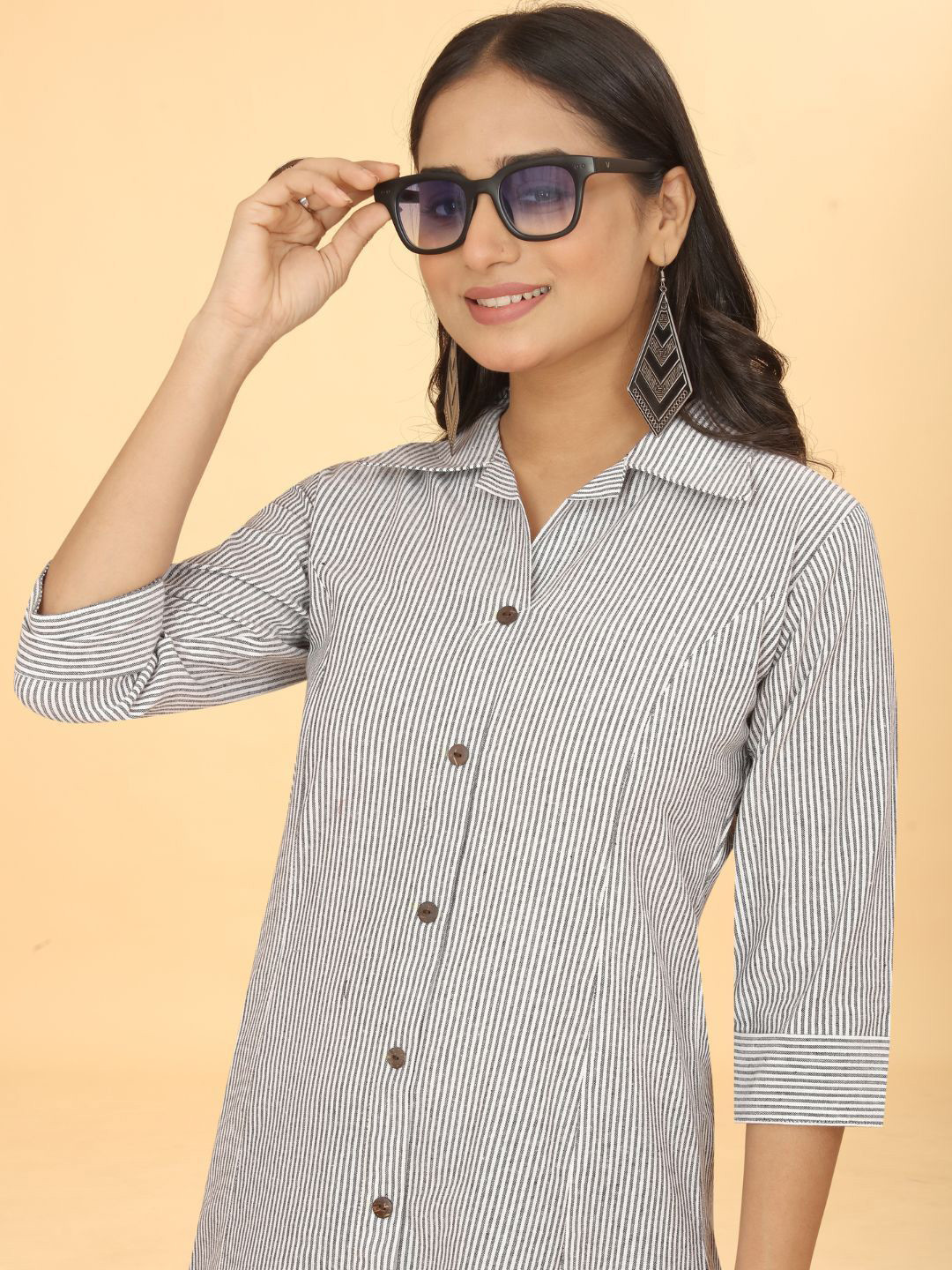 Puretouch Printed Shirt Collar Gotta Patti Pure Cotton Gotta Patti Kurti