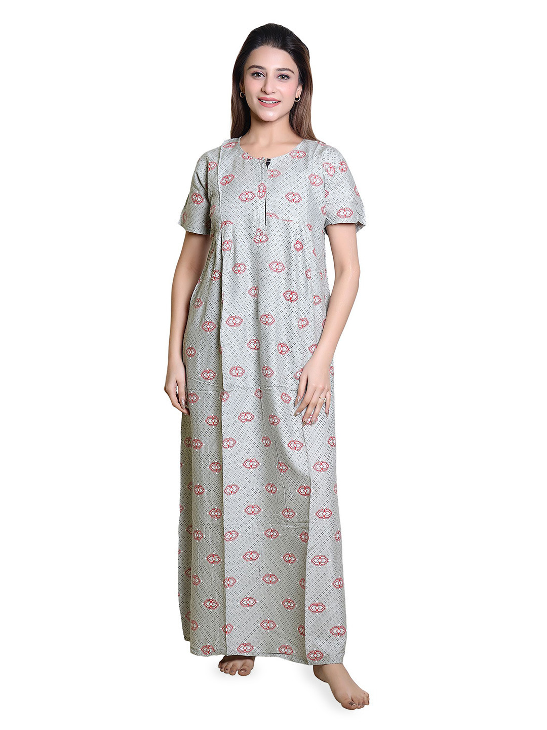 FIRST SLEEP Printed Maxi Nightdress