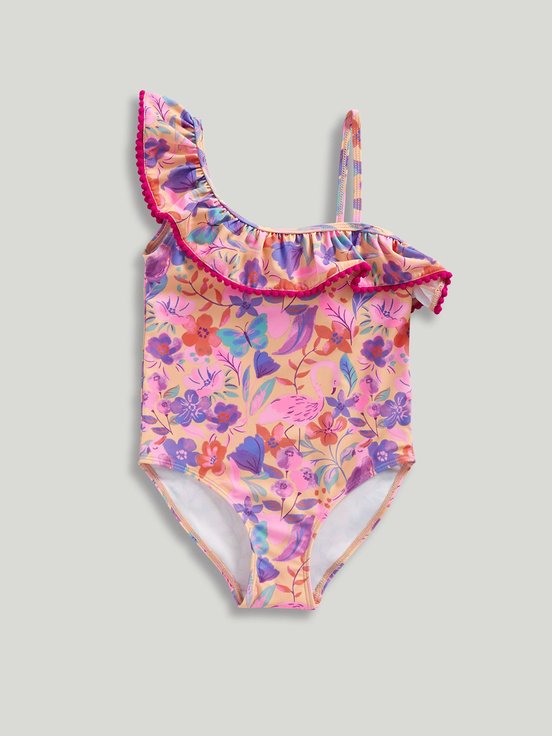 mothercare Infant Girls Floral Printed Asymmetric Swim Bodysuit