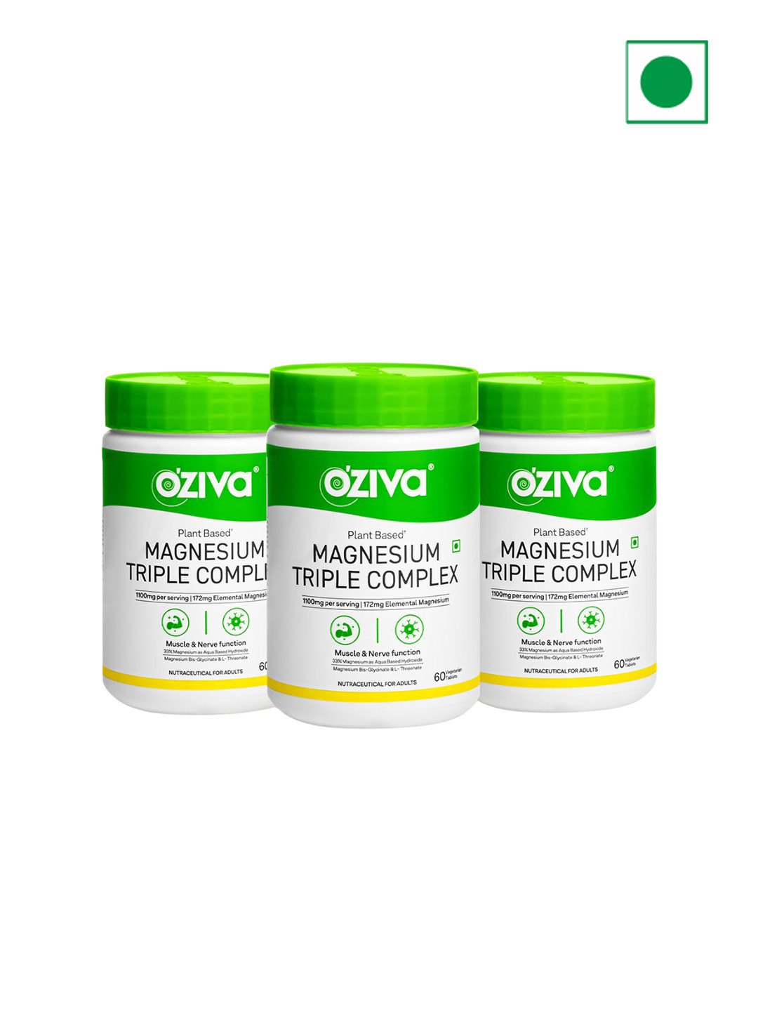 OZiva Set Of 3 Magnesium Melatonin Tablets For Restful Sleep- 60 Tablets Each