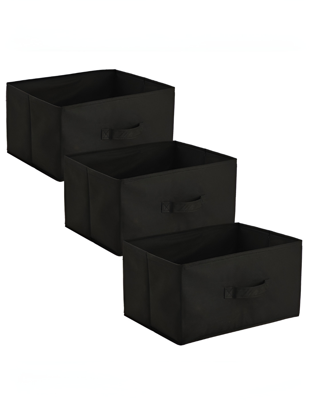 Aura Black Set of 3 Regular Foldable & Multipurpose Wardrobe Storage box Drawer Organiser