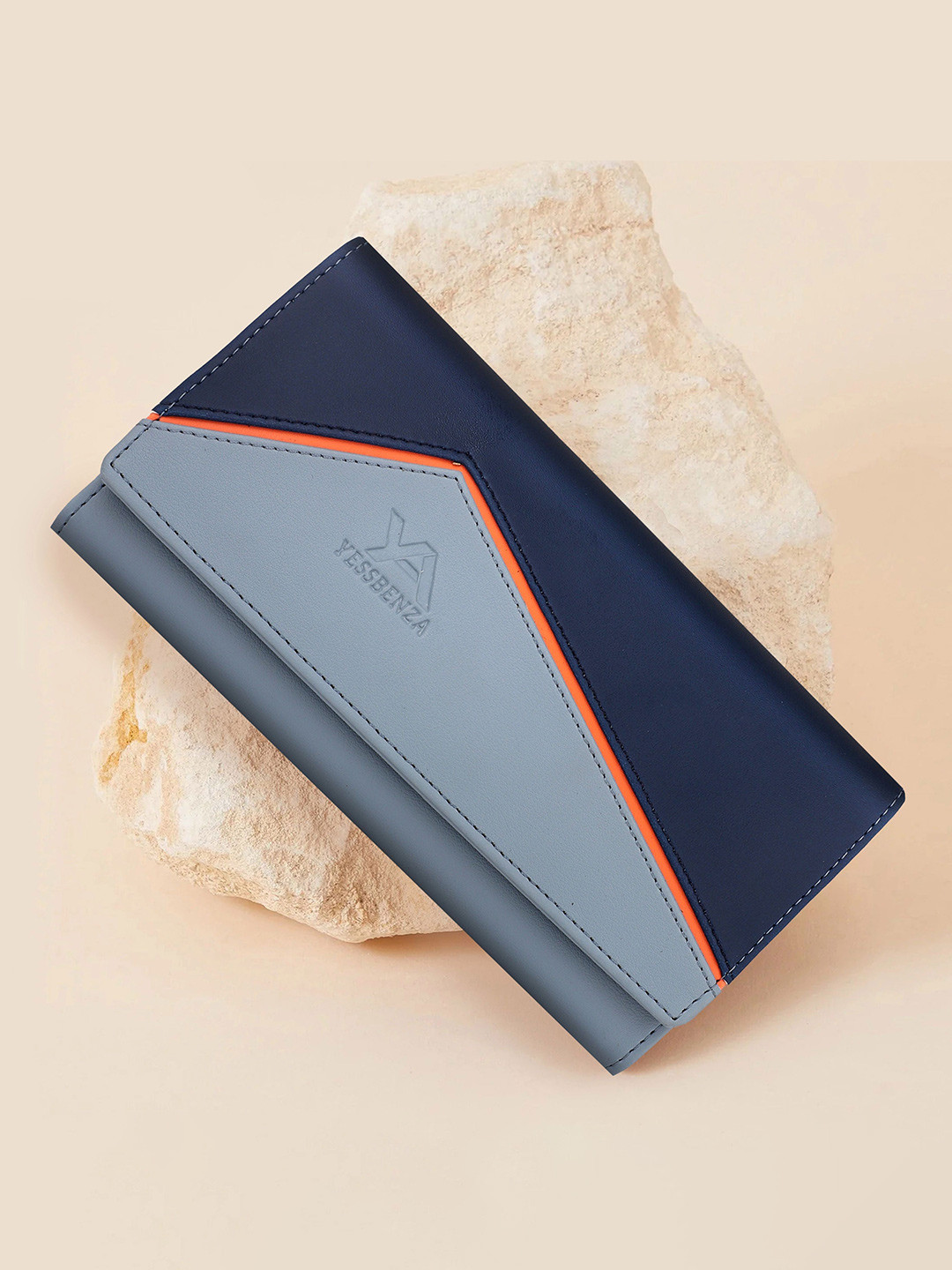 YESSBENZA Women Colourblocked Cut Work Two Fold Wallet with Passport Holder