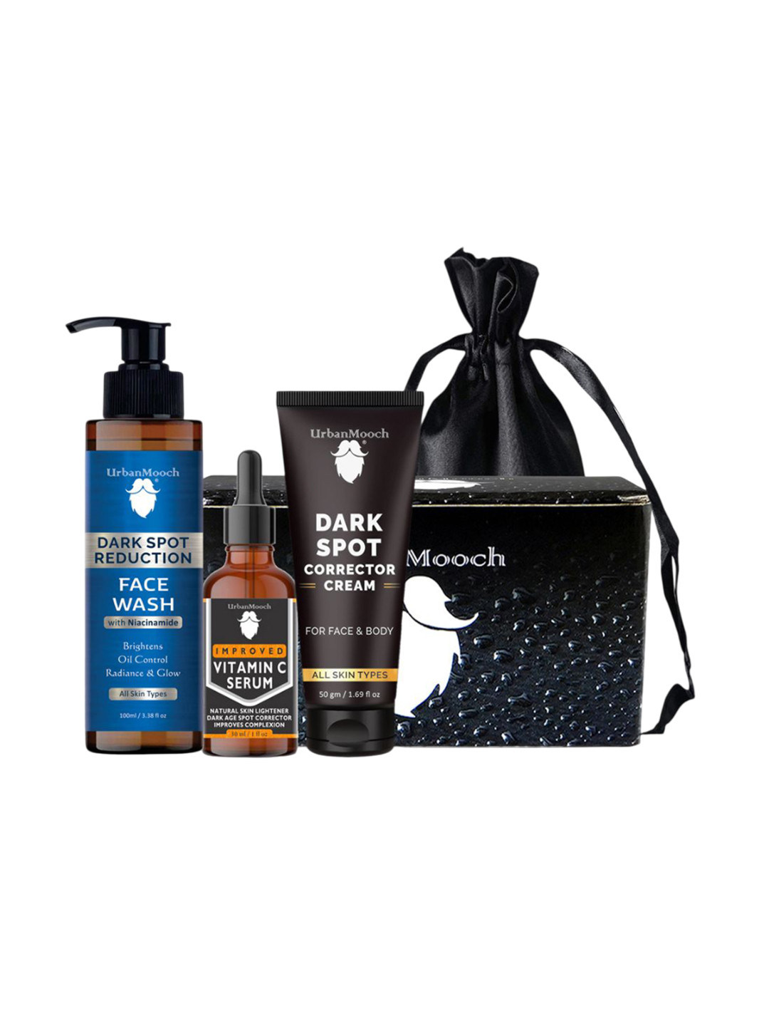 UrbanMooch Set Of 3 Dark Spot Reduction Face Wash, Cream & Vitamin C Serum Gift Set