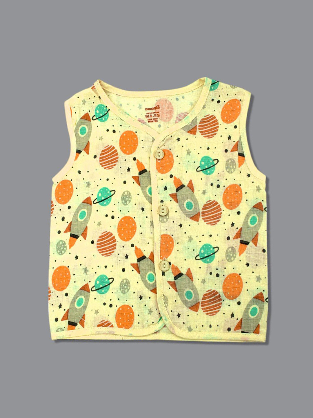 Born Babies Infants Printed Organic Cotton Sleeveless Button Jabla NJBR250648