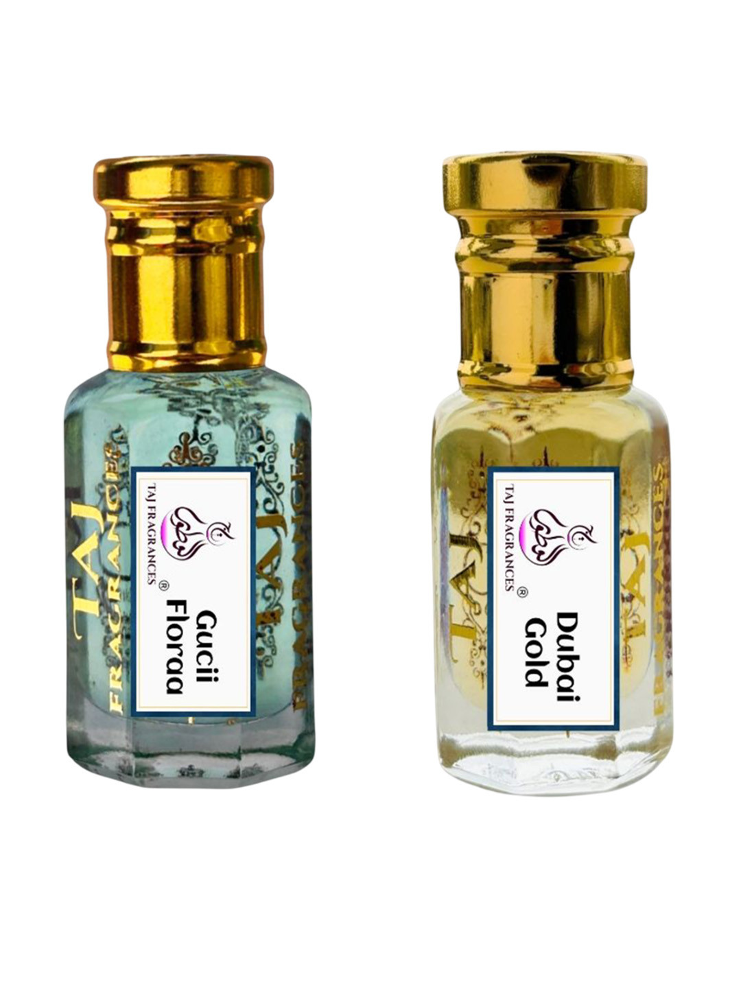 Taj Fragrances Set Of 2 Gucii Floral & Dubai Gold Natural Alcohol Free Attar - 6 ml Each