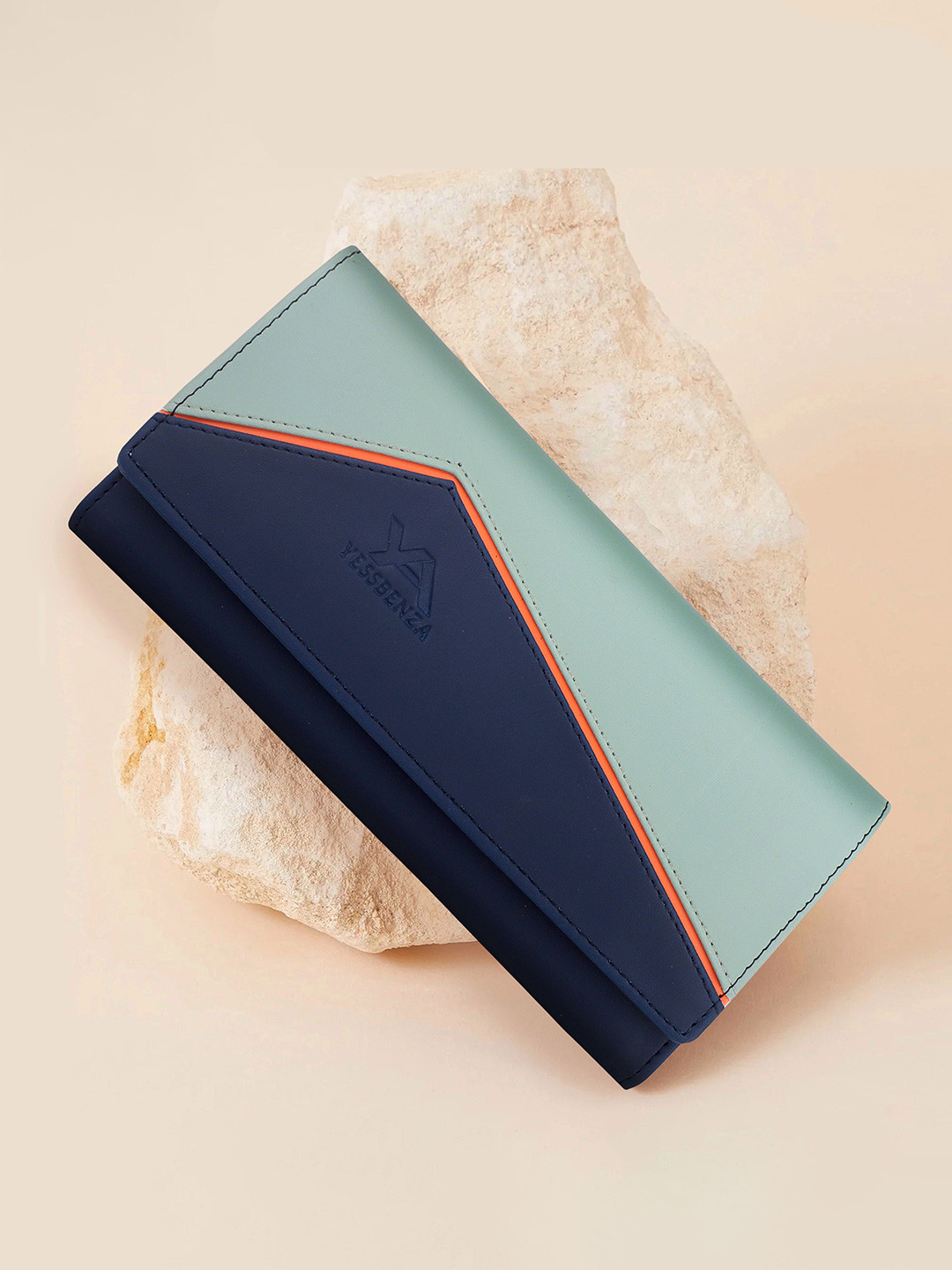 YESSBENZA Women Colourblocked Cut Work Two Fold Wallet with Passport Holder