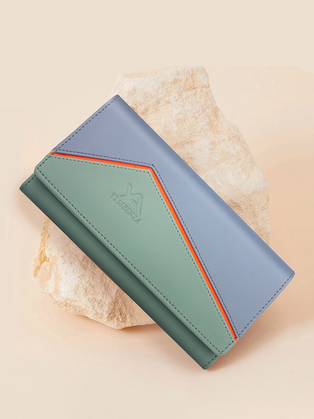 YESSBENZA Women Colourblocked Cut Work Two Fold Wallet with Passport Holder