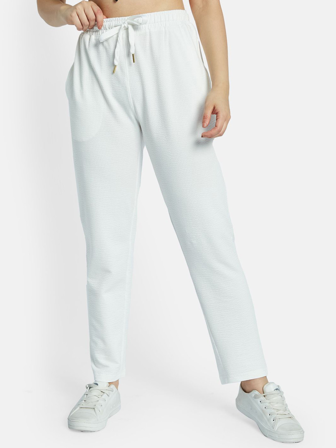 METTLE Women Textured Cotton Track Pants