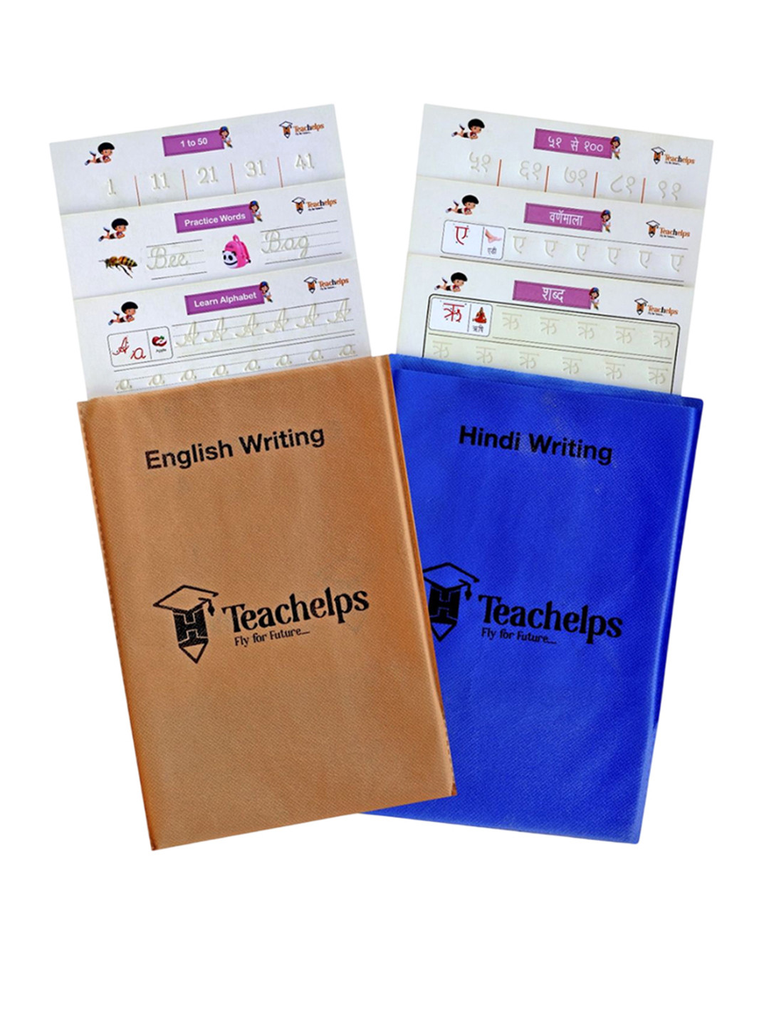 Teachelps Set of 2 Sr KG Reusable English Hindi Writing Worksheet
