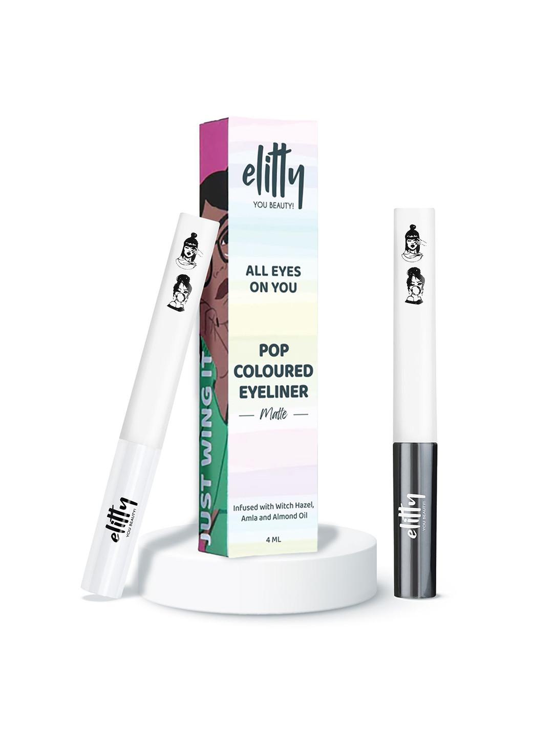 Elitty Set Of 2 Long Lasting & Smudge Proof Eyeliner- 4 ml Each- White, Black