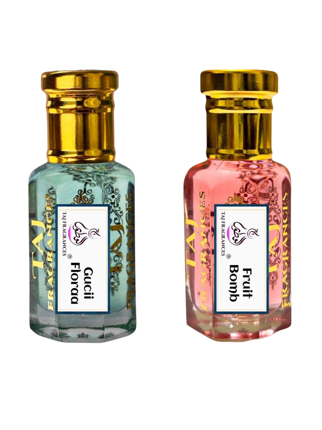 Taj Fragrances Set Of 2 Gucii Flora & Fruit Bomb Natural Alcohol Free Attar - 12 ml Each