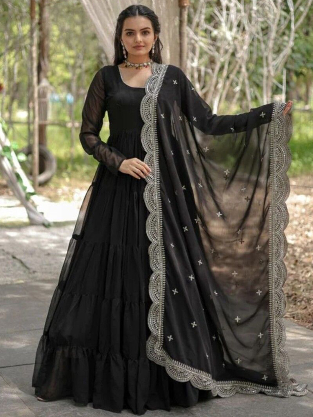 Wedani Tiered Gotta Patti Anarkali Kurta with Trousers & With Dupatta