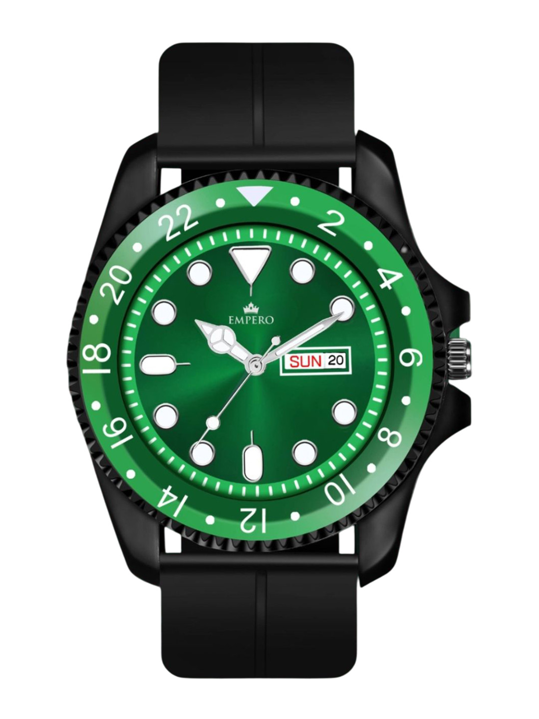 EMPERO Men Brass Dial & Wrap Around Straps Analogue Multi Function Watch EAB205 Black Magnet Strap Green