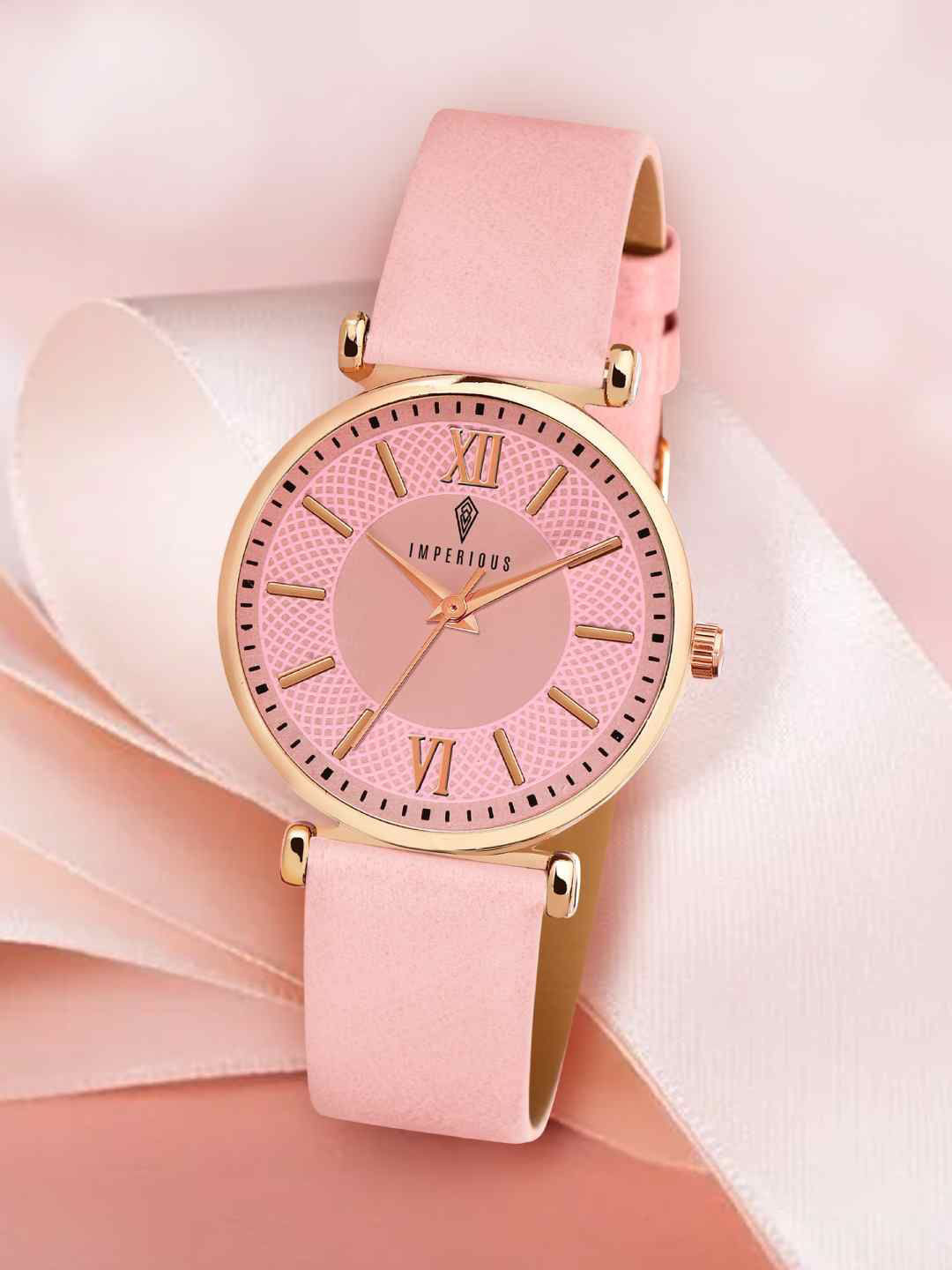 Imperious- The Royal Way Women Embellished Dial & Leather Straps Analogue Watch IMP-Pink-1014