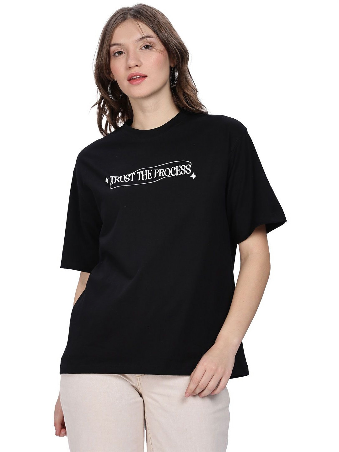 B BLUBERYL - Comfort Inside Out Women V-Neck Monochrome T-shirt