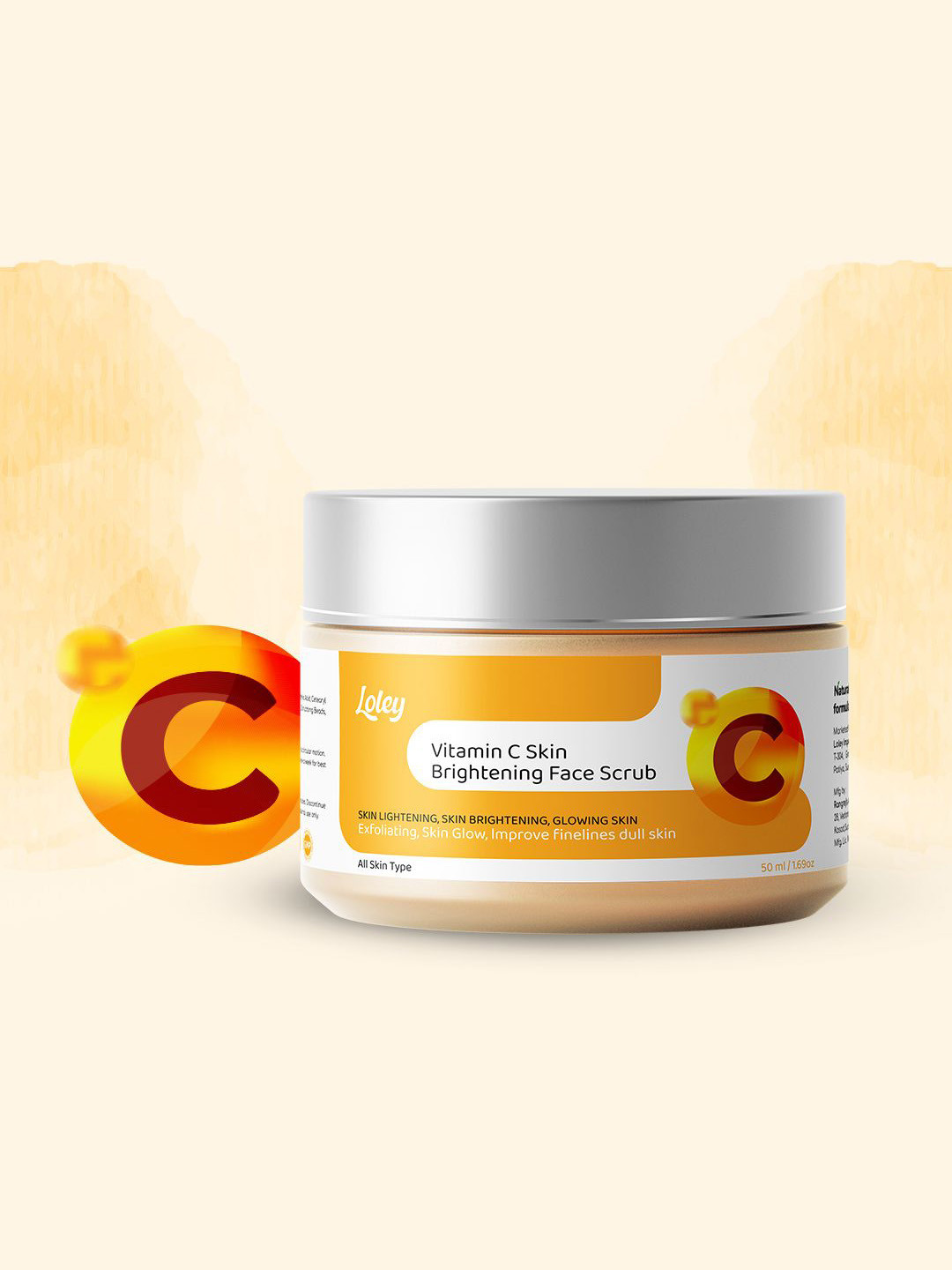 LOLEY Unisex Vitamin C Skin Brightening With Rice Water Face Scrub - 50 ml