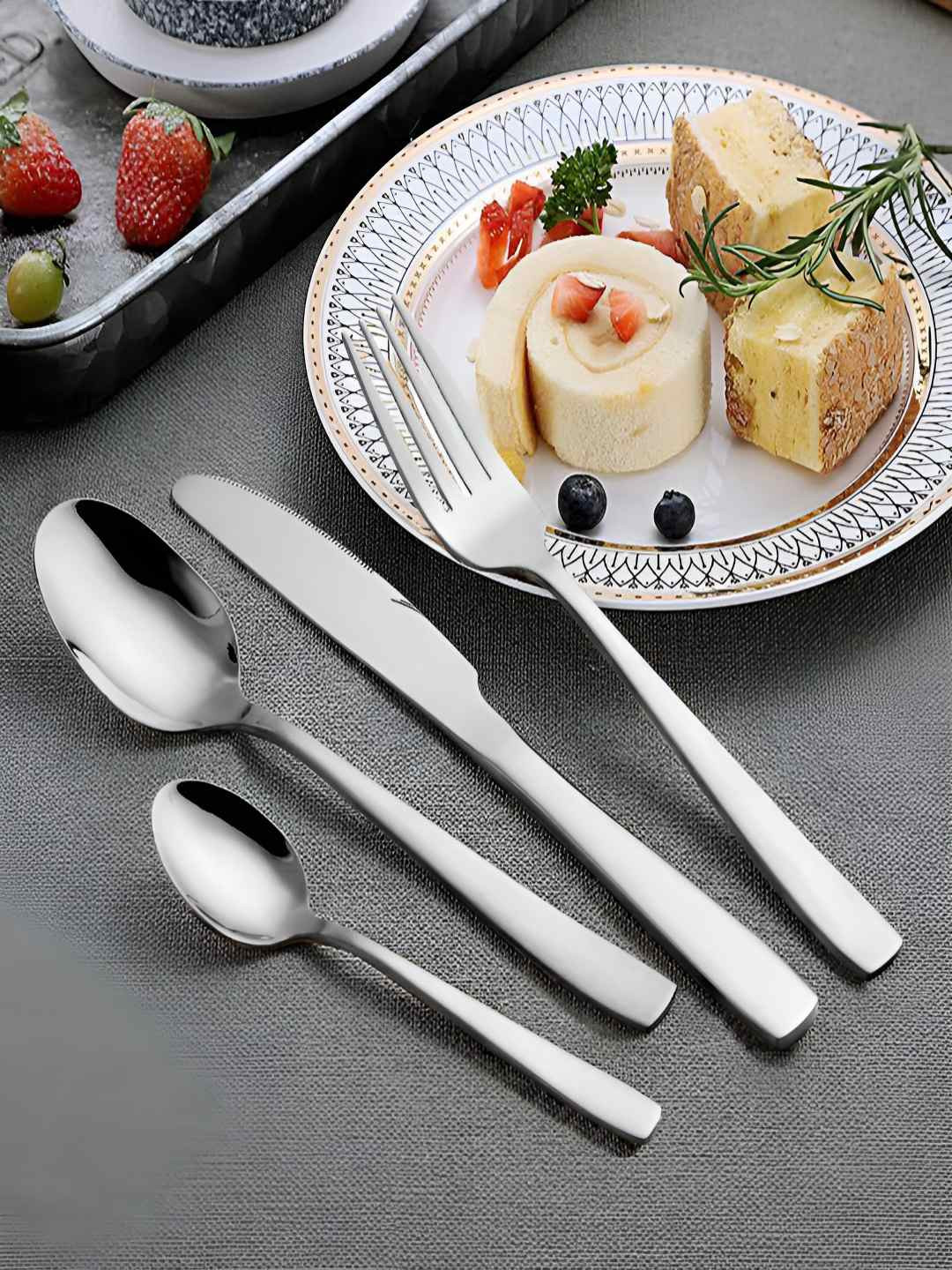 YELONA Silver Silverware Stainless Steel Flatware Cutlery