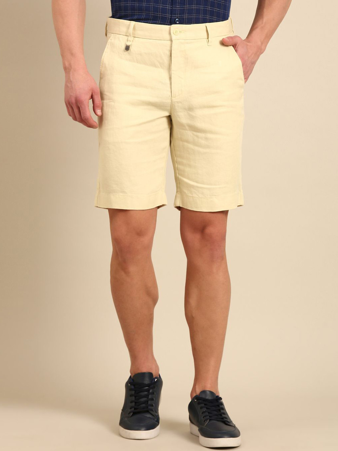 Linen Club Men Slim Fit Linen Shorts
