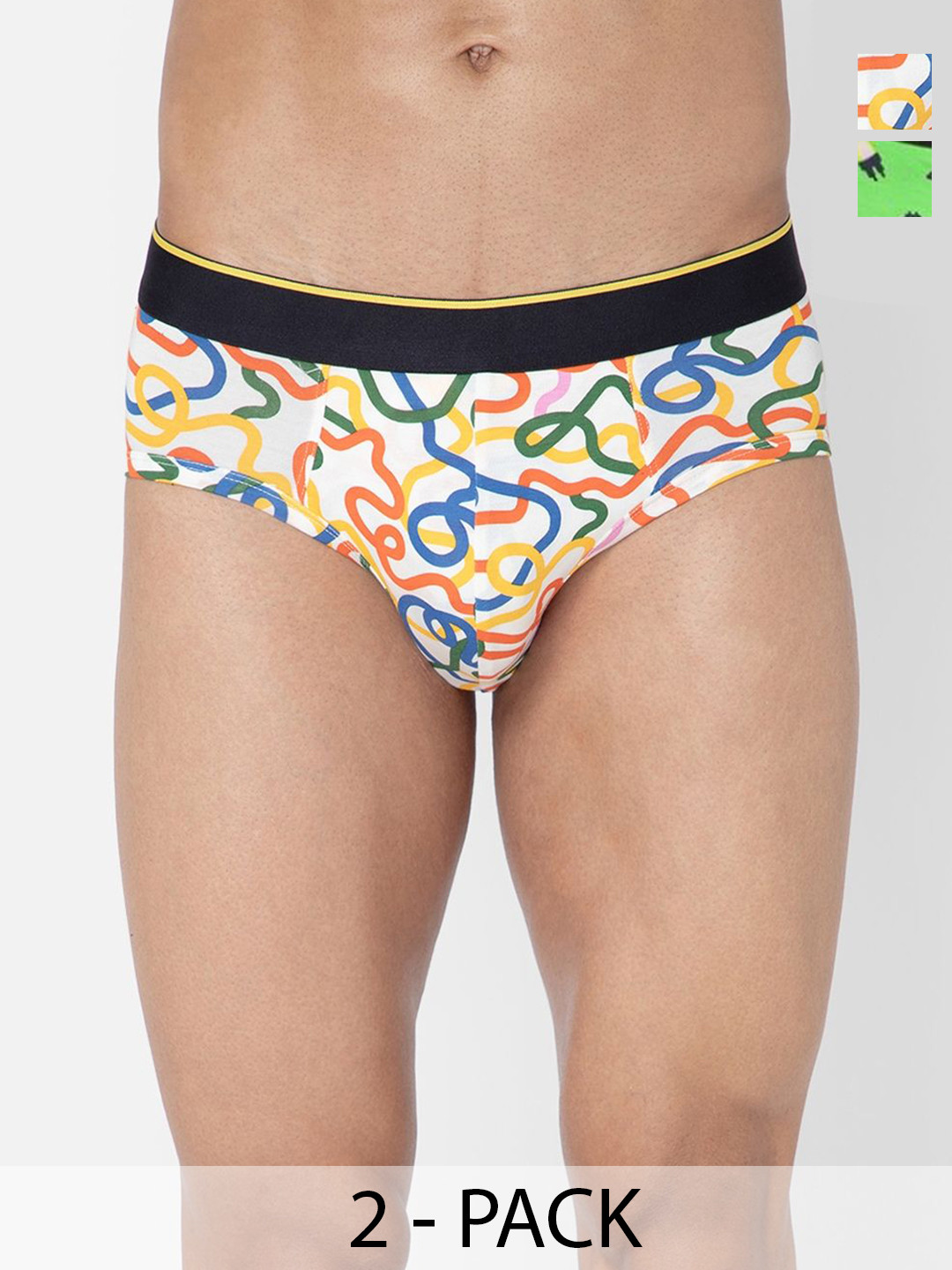 bummer Men's Pack Of 2 Underwear Mircomodal Printed Brief BRSTCA02S