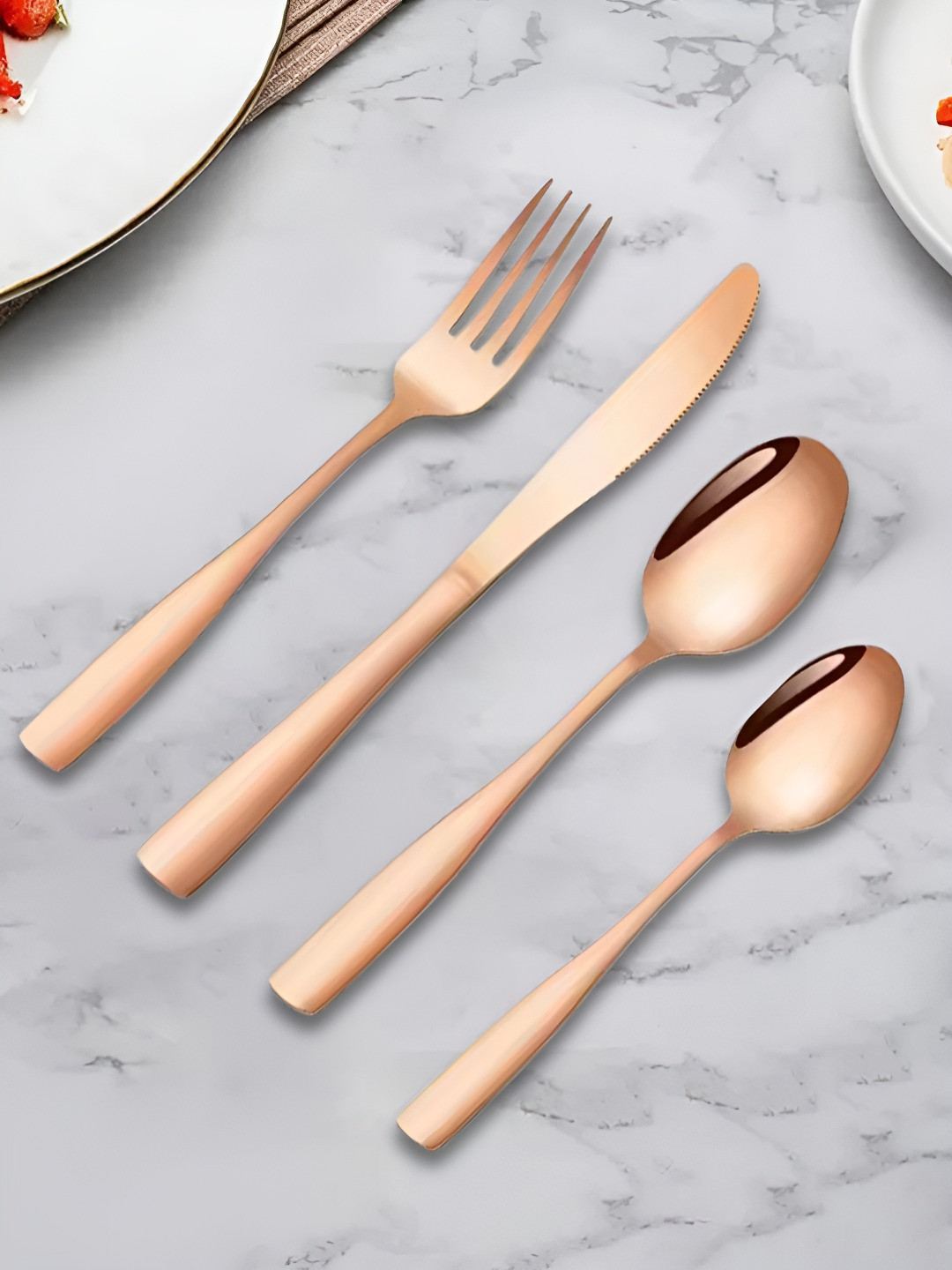 YELONA Unisex Rose Gold Cutlery Set