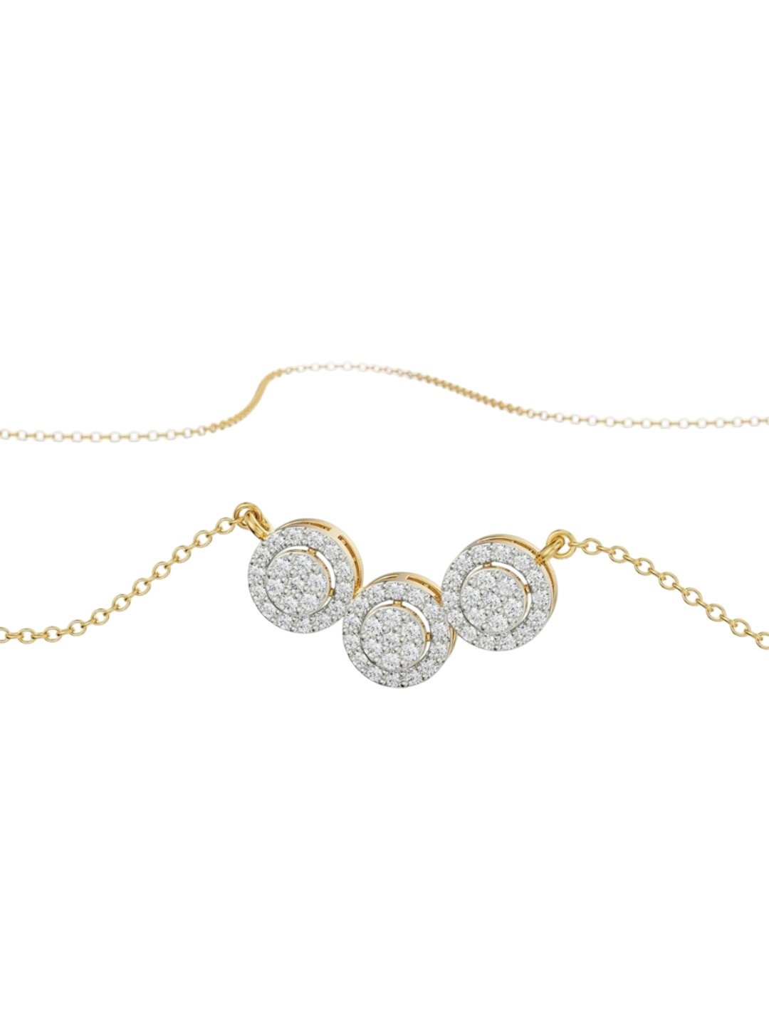Emori Halo Round Trio Lab Diamond Necklace in 18KT Gold