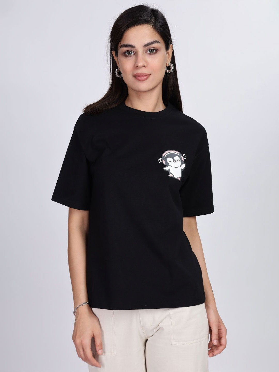 B BLUBERYL - Comfort Inside Out Women Drop-Shoulder Sleeves T-shirt