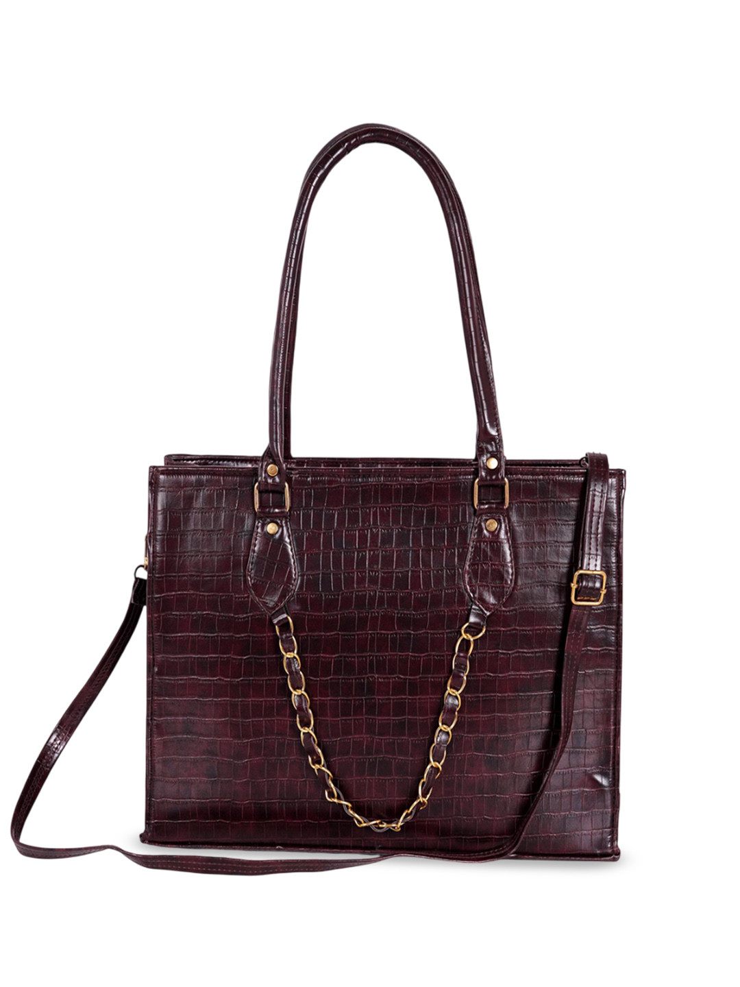 KUJRA Animal Textured Shopper Shoulder Bag with Quilted