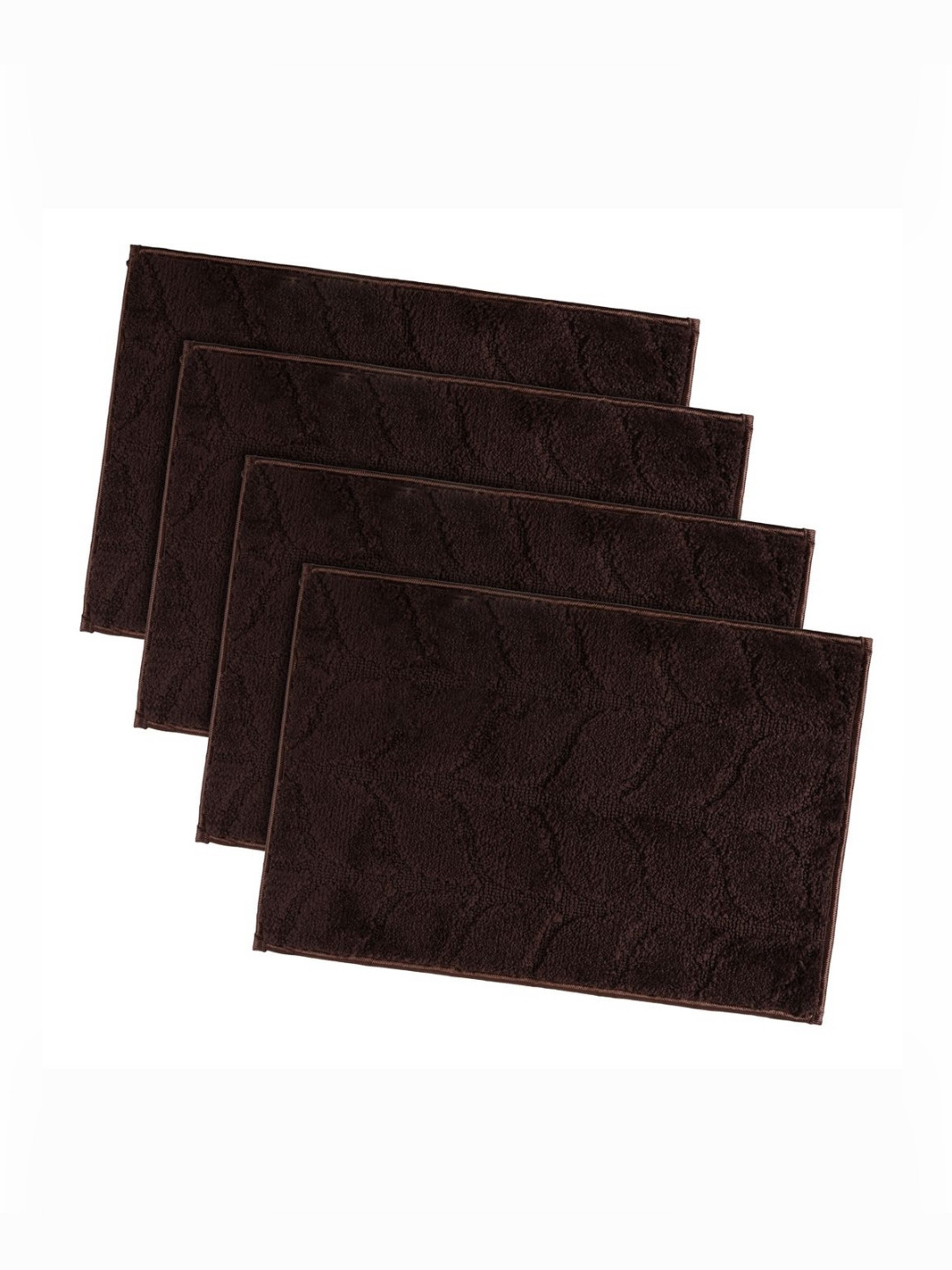 Aura 4-Pcs Brown Self-Designed Anti Skid Doormats