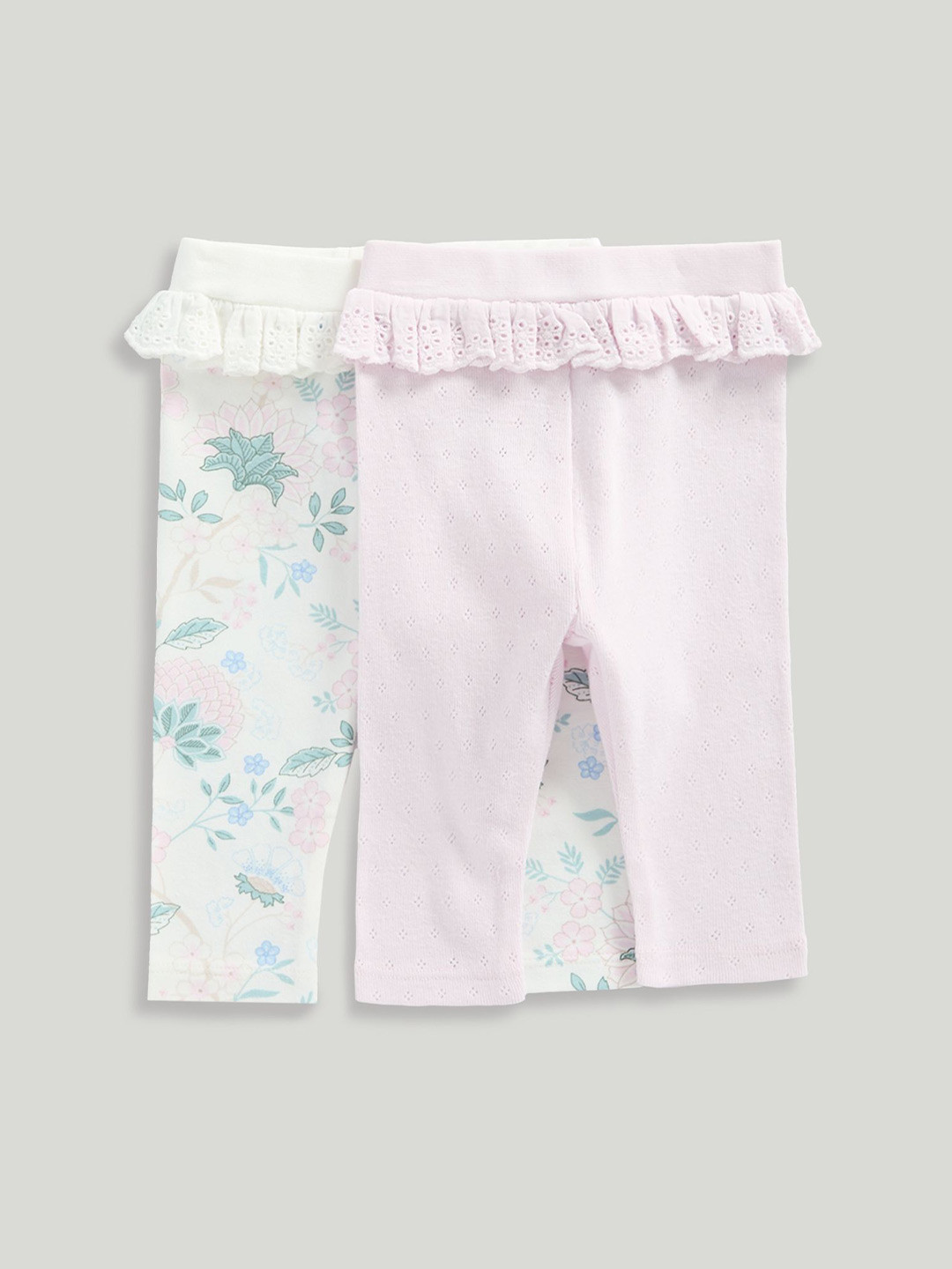 Mothercare Infant Girls Pack Of 2 Printed Frilled Detailed Ankle-Length Leggings