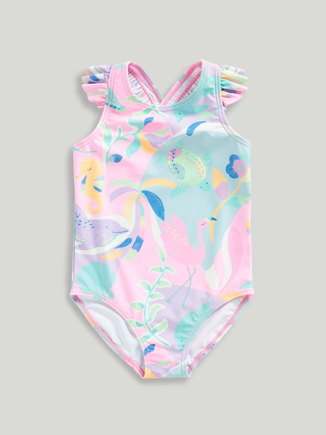 mothercare Infant Girls Cross-Back Swim Bodysuit