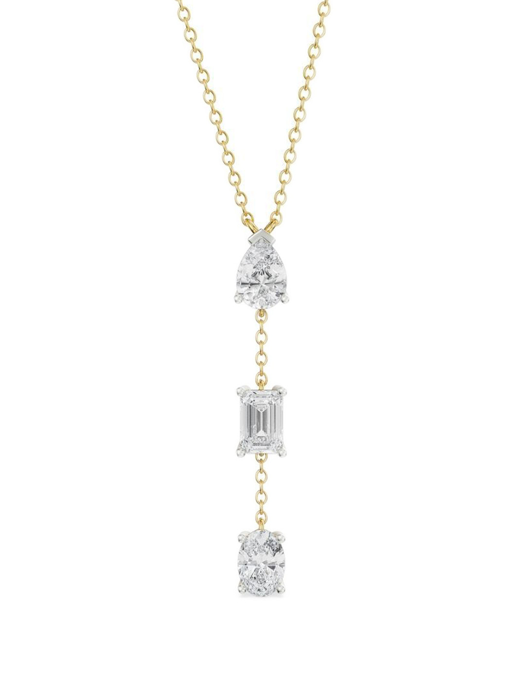 Emori Tri Drop Lab Diamond in 14KT Gold Necklace
