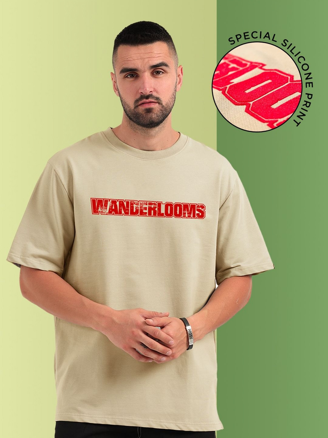 WANDERLOOMS MotoRush Graphic Printed Drop-Shoulder Sleeves Cotton Oversized T-shirt