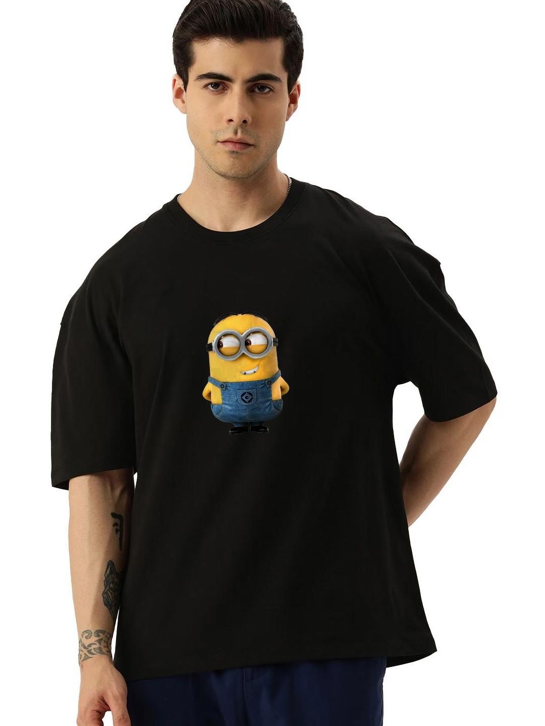 Organic Chics Men Minion Graphic Oversized Cotton T-shirt