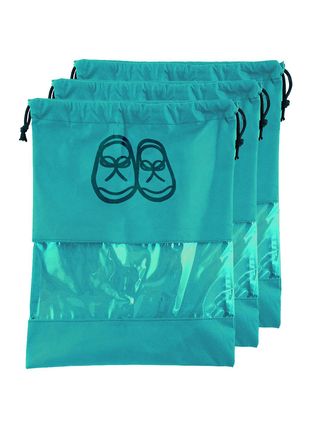Kuber Industries 3 Pcs Non-Woven Shoe Cover Bags with Transparent Window