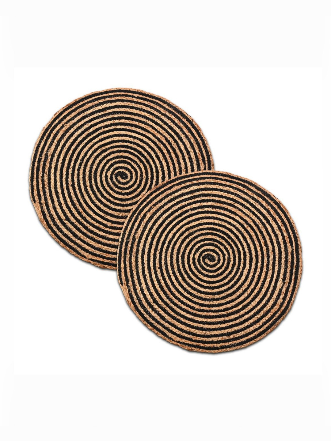 Aura Set Of 2 Beige & Black Spiral Jute Door Mat