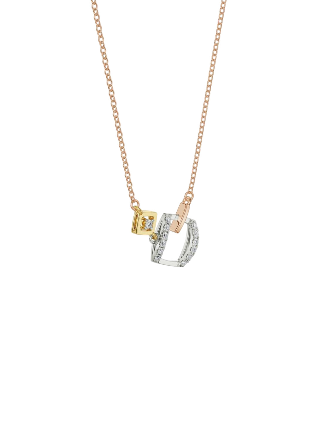 Emori Geometric Sqaure Lab Diamond Necklace in 18KT Gold