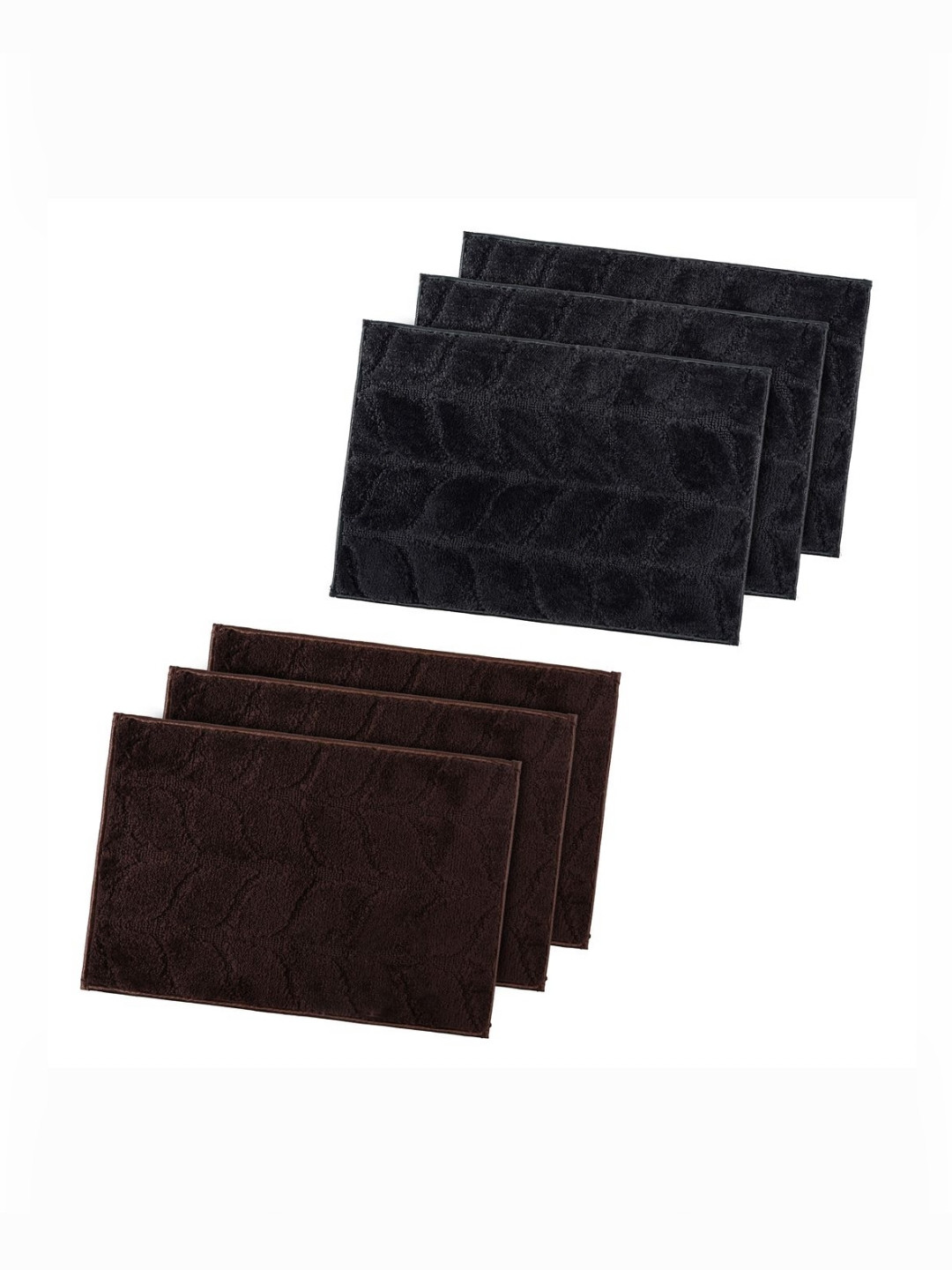 Aura 6-Pcs Grey & Brown Patterned Rectangular Anti Slip Durable Doormats