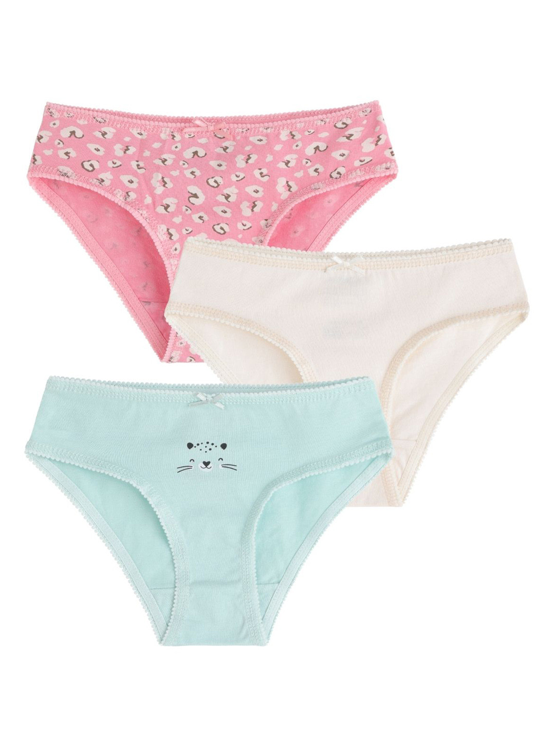 Nuego Kids Girls Pack Of 3 Animal Print Pure Cotton Briefs